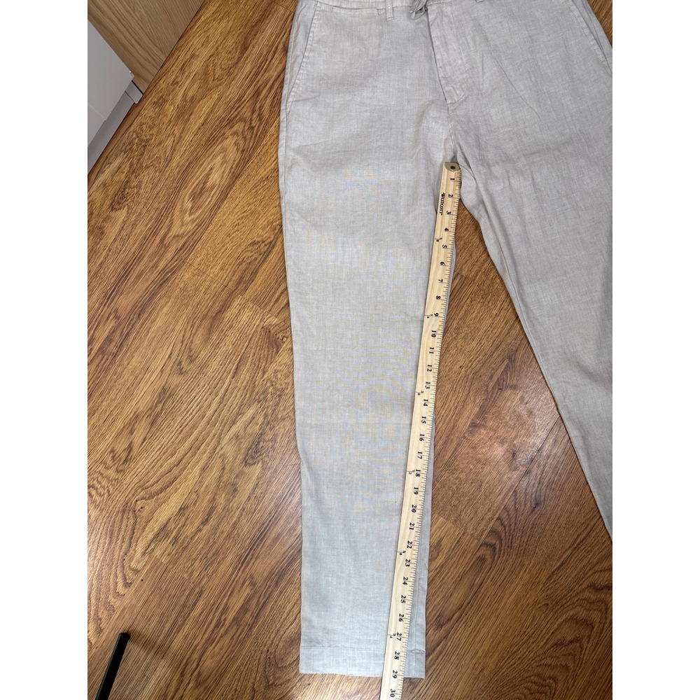 Cremieux Madison Mens 33x32 Linen Blend Drawstring Oatmeal Trousers Quiet Luxury - Picture 2 of 7